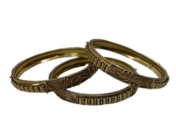 Trio Of Gold-tone Bangle Bracelets