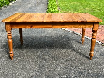 Ethan Allen Pine Dining Table With Two Leaves