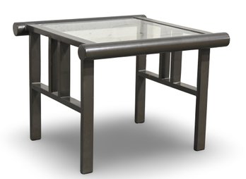 METAL END TABLE WITH FRAMED GLASS TOP