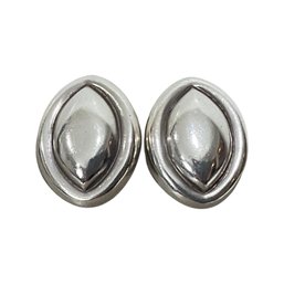 Sterling Silver Oval Clip Earrings