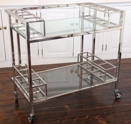 Restoration Hardware Chrome & Glass Bar Cart