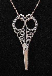 Sterling Silver Miniature Scissors On Necklace