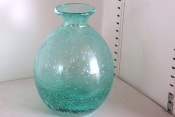 Crate & Barrel Green Bubble Glass Vase