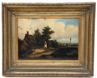Framed Pastoral Scene Oil On Canvas Painting By F. Leveau.