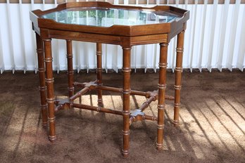 Lane 1970s Side Table W/ Beveled Glass Top