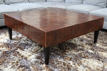 Distressed Modern Parquetry Coffee Table