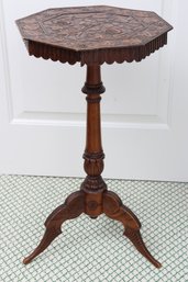 Ornate Carved Octogonal Occasional Table W/drawers