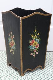 Hand Painted Tole Waste Basket