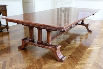 One-Piece Carved Mahogany Dining Table