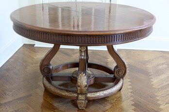 Regency-Style Antique Round Table With Gold Inlay