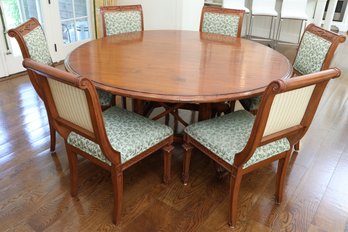 Walnut Birdcage-Style Dining Table And Carved Dining Chairs