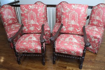 Antique French-Style Mahogany Dining Chairs - Two Armchairs And Four Skirted Side Chairs