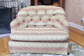 Wide Upholstered Tufted-Back Armchair