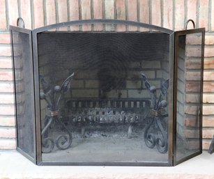 Wrought Iron Fireplace Screen With Two Handles