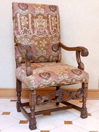 Jacobean-Style Carved Walnut Armchair