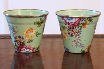 Two MacKenzie-Childs Green 'Flower Market' Cache Pots