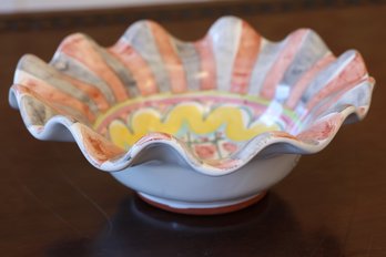 MacKenzie-Childs 'Taylor Rose Cottage' Ruffled Edge Ceramic Berry Bowl