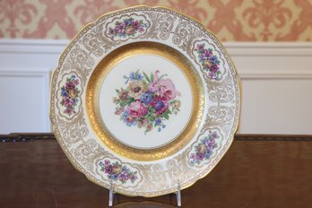 Set Of 12 Heinrich & Co. Bavarian Gold Gilt Porcelain Floral Patterned Plates