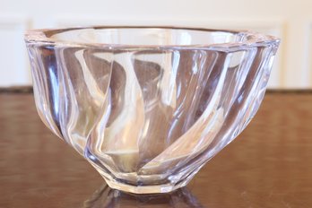 Orrefors Crystal Art Glass Bowl With Octagonal Swirl Pattern