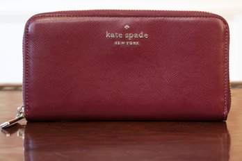 Kate Spade 'Brynn' Deep Berry Saffiano Leather Zip-around Clutch Wallet