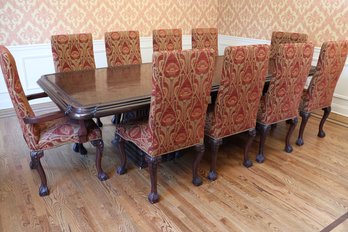 Renaissance-Style Dining Set - Carved Table With Ten Clawfoot Chairs