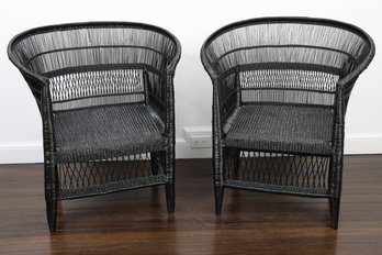 Malawi Black Cane Chairs - A Pair