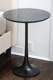 Crate & Barrel Nero Black Marble Round Accent Table