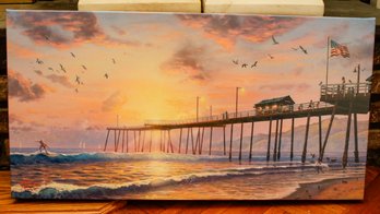 Thomas Kinkade Pier Canvas Art With COA In Original Box