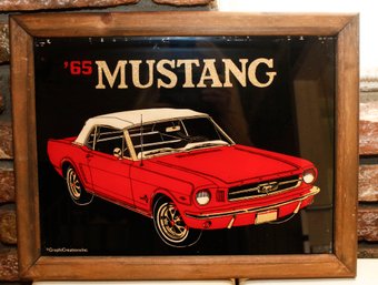 Vintage Mustang Framed Glass Art