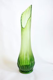 Vintage Green Swung Tall Glass Vase