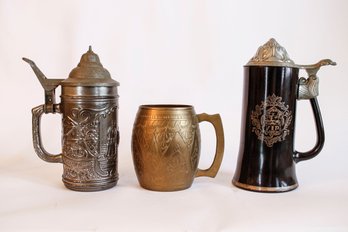 Pair Of Beer Steins And Cup