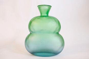 Vintage Spanish Two Tier Green Oblong Vase