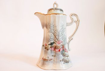 Handpainted Asian Landscape Tea Pot