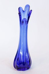 Vintage Five Finger Cobalt Swung Vase