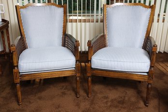 Pair Of Caned Library Style Armchairs