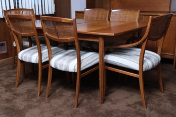 Danish Mid Century Teak Dining Table And Caned Chairs