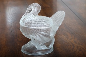 Indiana Clear Glass Turkey Footed Candy Dish W/Lid