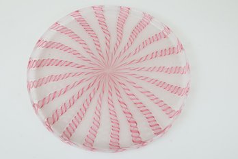 Art Glass Peppermint Swirl Round Platter