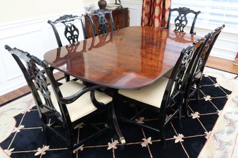 Kindel Dual Pedestal Flame Mahogany Table And Chairs