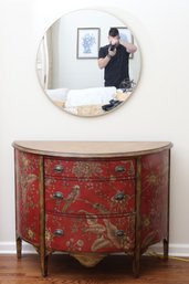 Hand Painted Demilune Table And Mirror