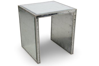 John Richards Eglomise Side Table With Solver Leaf Frame