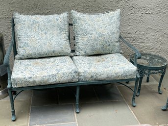 Wrought Iron Patio Sofa With Round Side Table