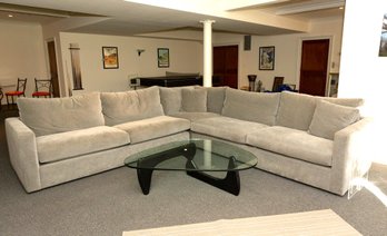 Lilian August Grey Suede Sectional Sofa