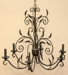 Contemporary Wrought Iron 6 Light Chandelier