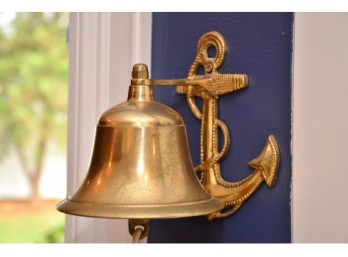 Brass Ships Bell With Anchor Wall Mount