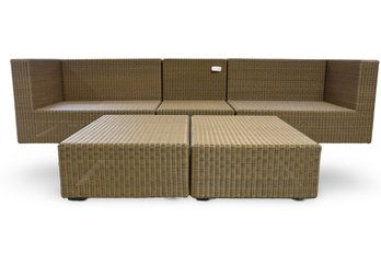 MANUTTI ASPEN OUTDOOR SYNTHETIC WICKER SECTIONAL COUCH AND (2)COFFEE TABLES Original Retail $4895.00