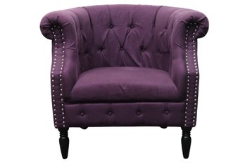 Purple Button Tufted Accent Chair With Nailhead Trim