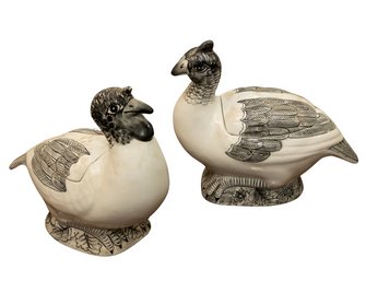 Pair Of Lidded Duck Figurines