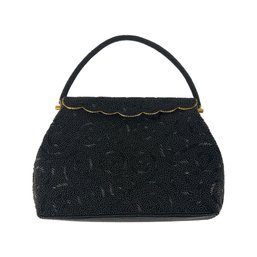 Elegant Black Beaded Evening Handbag