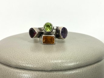 Sterling Silver Ring With Multi-color Stones